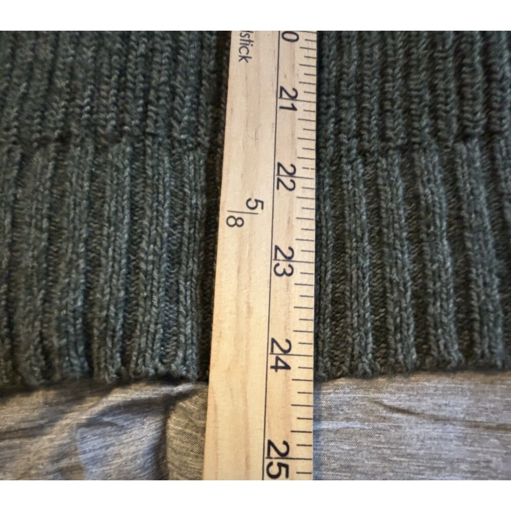 G.H. Bass & Co Pullover Sweater Mens Medium Green 1/4 Button Mock Neck Fur Trim - Picture 4 of 5